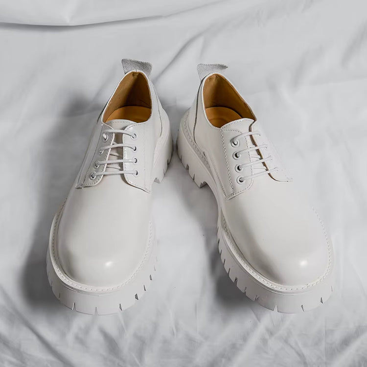 Thick Sole Height Increasing Classic Design Lace up Durable White Dress Shoes for Men