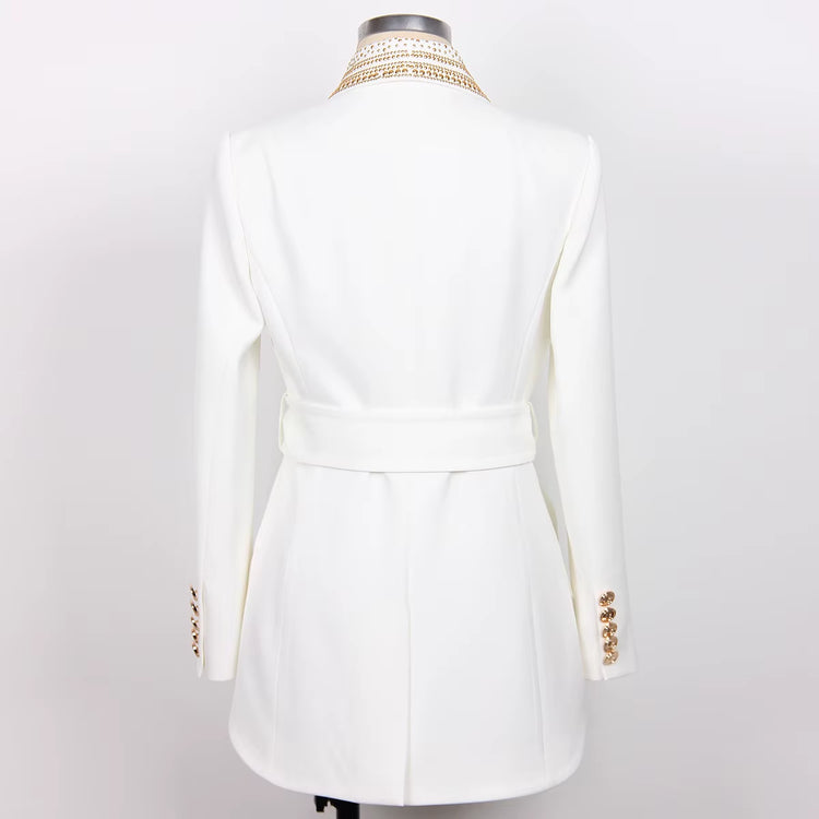 New Arrivals Dropshipping High Quality Fashion and Elegant Metal Beading Long Blazer Jacket for Women