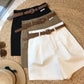 2024 Summer Slim-Looking Shorts with Belt Women&