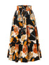 2025 Summer New Skirt Fashion Vacation Printed Folded Flower Elastic Waist Casual Long Women&