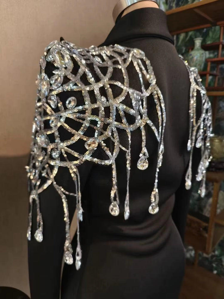 AD1727 Trendy Women Clothes Blazers Ladies Dresses Women Lady Elegant Rhinestone Sequin Fashion Clothes